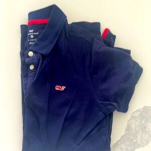 Vineyard Vines blue short sleeve-polo whale- size large girls  (10-12)